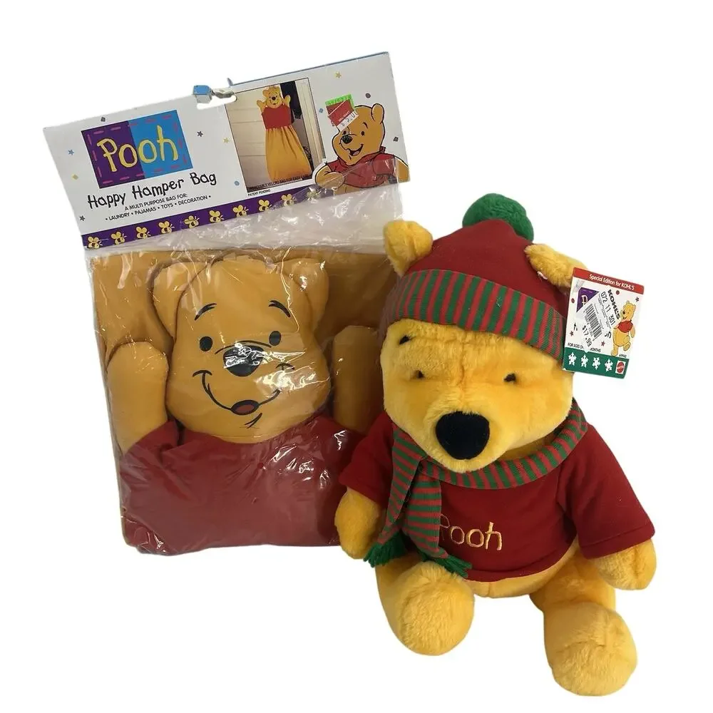 Winnie The Pooh Hanging Hamper Bag Laundry Pajama Toy Decorative Bag NOS Vintage
